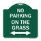 Signmission No Parking on Grass W/ Bidirectional Arrow, Green & White Aluminum Sign, 18" x 18", GW-1818-23689 A-DES-GW-1818-23689 - alternate 1